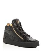 Giuseppe Zanotti Men's Snake-embossed Leather Mid Top Sneakers