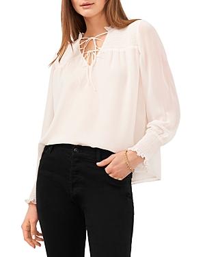1.state Smocked Tie Neck Top