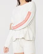 Monrow Boxy Striped Sleeve Sweatshirt