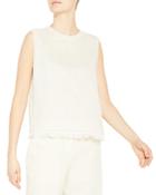 Theory Embroidered Hem Linen Top