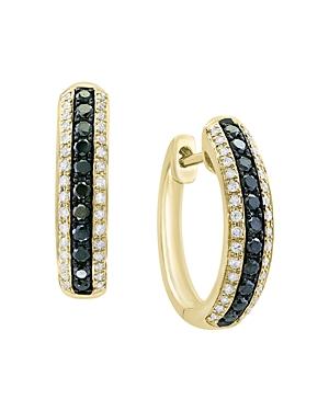 Bloomingdale's Black & White Diamond Hoop Earrings In 14k Yellow Gold - 100% Exclusive