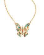 Kendra Scott Ember Gemstone Butterfly Pendant Statement Necklace In 14k Gold Plated, 18-22