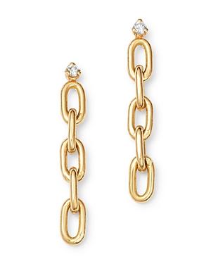 Zoe Chicco 14k Yellow Gold Diamond Chain Link Drop Earrings