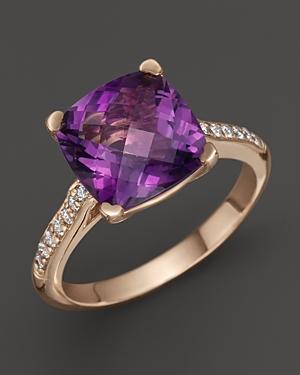 Lisa Nik 18k Rose Gold Amethyst And Diamond Ring