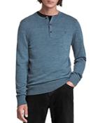 Allsaints Mode Merino Wool Solid Slim Fit Henley Sweater