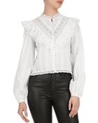 The Kooples Rustic Ruffled Lace-inset Blouse