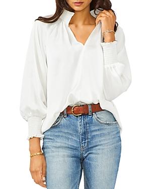 Vince Camuto Smocked Split Neck Blouse