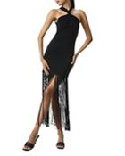 Alice And Olivia Steph Twist Neck Fringed Cocktail Dess