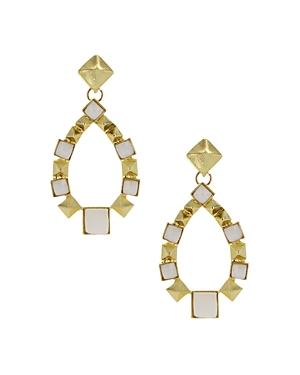 Sparkling Sage Pyramid Open Teardrop Earrings - Compare At $57