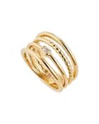 Nadri Golden Hour Cubic Zirconia Faux Stack Ring In 18k Gold Plated
