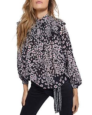 The Kooples Smocked Floral Print Top