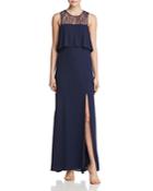 Bcbgmaxazria Tiered Lace-back Gown