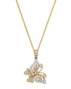 Diamond Butterfly Pendant Necklace In 14k Yellow Gold & 14k White Gold, 0.35 Ct. T.w. - 100% Exclusive