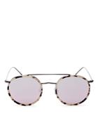 Illesteva Allen Brow Bar Mirrored Round Sunglasses, 50mm