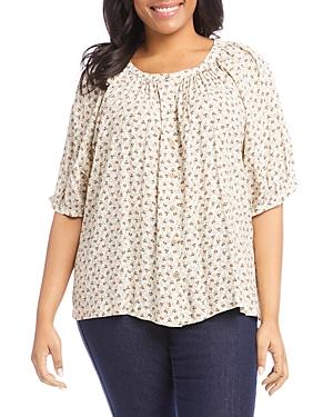 Karen Kane Plus Printed Short Sleeve Peasant Top