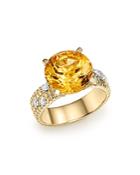 Citrine Statement Ring With Diamonds In 14k Yellow Gold - 100% Exclusive