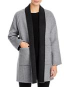 Eileen Fisher High Collar Brushed Wool Blend Coat
