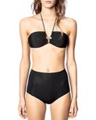 Zadig & Voltaire Bandeau Top & High Waist Bottom Bikini Set