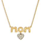 Bloomingdale's Diamond Heart Mom Pendant Necklace In 14k Yellow & White Gold 17, 0.07 Ct. T.w. - 100% Exclusive