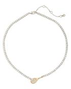 Kate Spade New York Queen Of The Court Cubic Zirconia & Imitation Pearl Tennis Collar Necklace In Gold Tone, 16-19