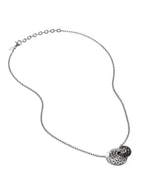 John Hardy Sterling Silver Classic Chain Black Sapphire & Black Spinel Intertwined Disc Pendant Necklace, 18-20