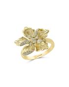Bloomingdale's Diamond Flower Ring In 14k Textured Yellow Gold, 0.20 Ct. T.w. - 100% Exclusive