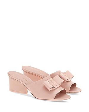 Salvatore Ferragamo Women's Lizard Embossed Bow Slide Sandals