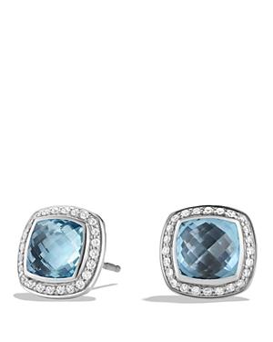 David Yurman Earrings With Blue Topaz And Diamonds