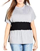 City Chic Plus Smocked Waist Color Block Top