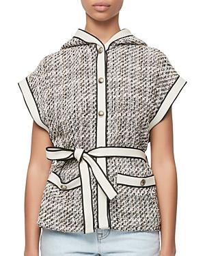 Maje Venatola Tweed Hooded Vest