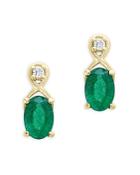 Emerald And Diamond Drop Earrings In 14k Yellow Gold - 100% Exclusive