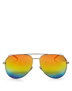 Saint Laurent Classic Brow Bar Mirrored Aviator Sunglasses, 59mm