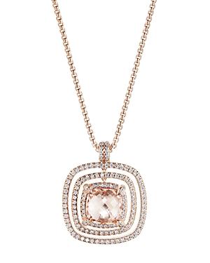 David Yurman Chatelaine Pave Bezel Necklace In 18k Rose Gold With Morganite And Diamonds