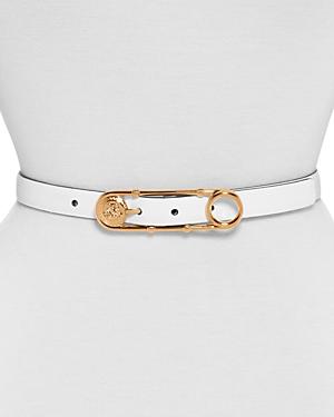Versace Women's Safety Pin Buckle Slim Leather Belt