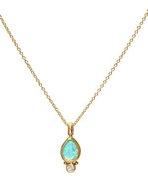 Gurhan 24k/22k/18k Yellow Gold Opal & Diamond Pendant Necklace, 16-18