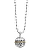 Lagos 18k Gold & Sterling Silver Caviar Talisman Bead Pendant Necklace, 34