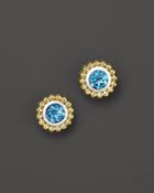 Lagos Sterling Silver And 18k Gold Stud Earrings With Blue Topaz