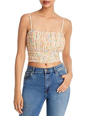 Aqua Cotton Printed Cropped Top - 100% Exclusive