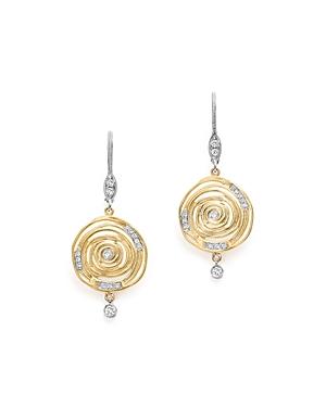 Meira T 14k White And Yellow Gold Spiral Circle Diamond Disc Earrings