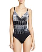Amoressa Jack Card Night Moves Striped One Piece Swimsuit