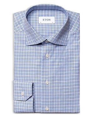 Eton Slim Fit High Performance Grid Pattern Dress Shirt