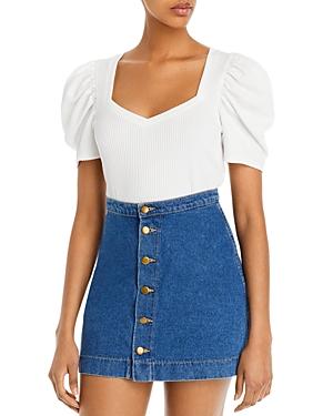Vintage Havana Ribbed Puff Sleeve Top