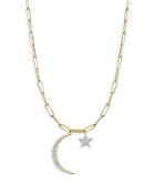 Meira T 14k White Gold & 14k Yellow Gold Moon & Star Diamond Pendant Necklace, 16