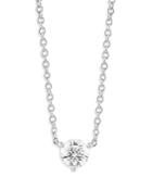 Lightbox Jewelry 10k White Gold Lab-grown Diamond Solitaire Pendant Necklace, 16