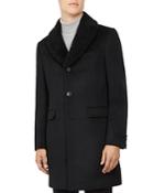 Ted Baker Squish Shearling Collar Overcoat
