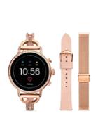 Fossil Venture Hr Rose Gold-tone Gen 4 Touchscreen Smartwatch & Interchangeable Bracelet/strap Box Set, 40mm