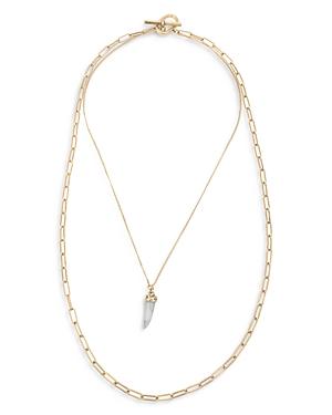 Allsaints White Howlite Horn Pendant Layered Necklace In Gold Tone, 17