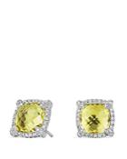David Yurman Chatelaine Pave Bezel Stud Earrings With Lemon Citrine And Diamonds