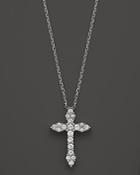 Diamond Cross Pendant Necklace In 14k White Gold, .50 Ct. T.w.