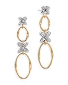 Marco Bicego 18k White & Yellow Gold Marrakech Onde Diamond Flower Drop Hoop Earrings